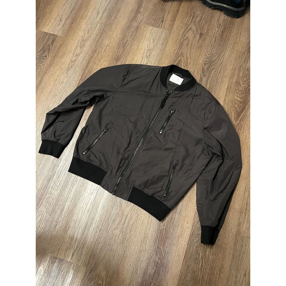 Urban Outfitters Mens Charcoal Black Full Zip Bomber Jacket Large